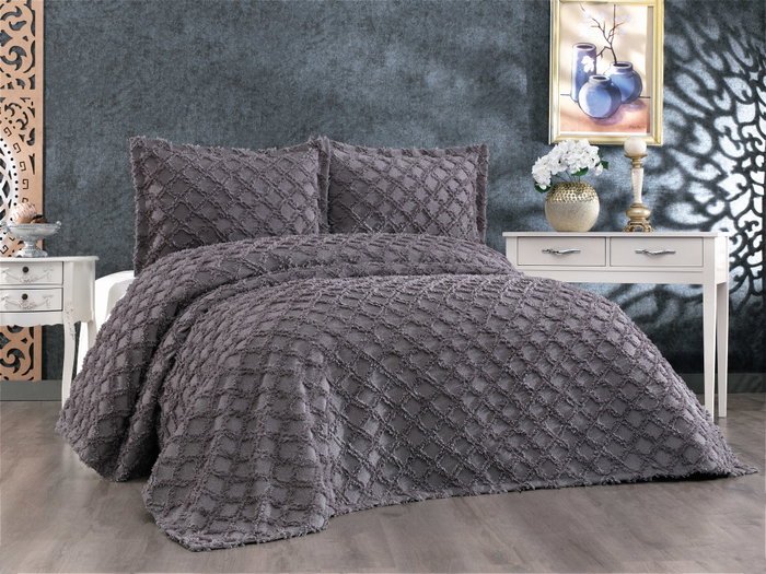 L'essentiel linge de maison Harem - Juego de colcha doble Antracita L'essentiel linge de maison Harem - Juego de colcha doble Antracita
